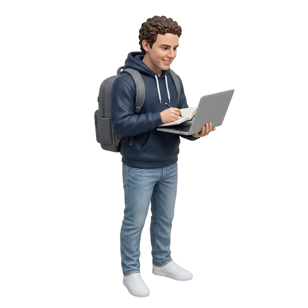 Figurine of Adrià studying
